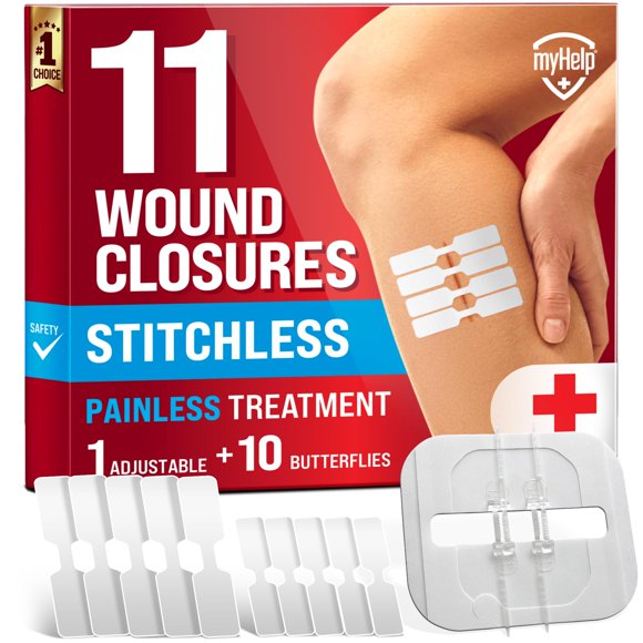 Tiras para cerrar heridas, vendajes MyHelp Butterfly, paquete de 11