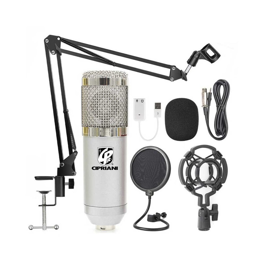 Cipriani - Kit Streaming Microfono/atril/filtro/accesorios Bm-800k Silver