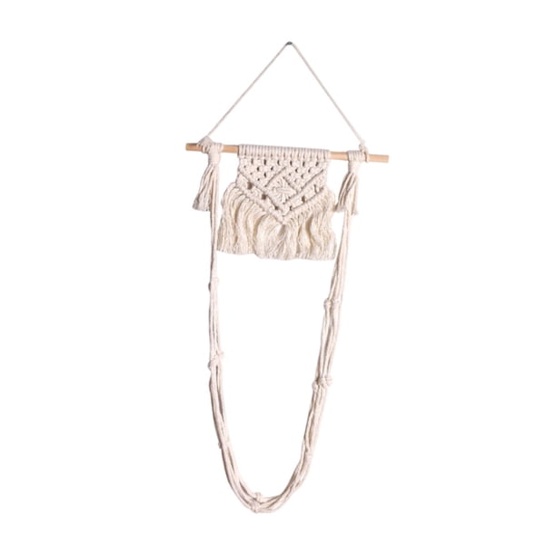 Soporte de almacenamiento de papel higiénico Bolsa de red Organización Macramé de madera Montaje en pared Estante de decoración Portarrollos de papel