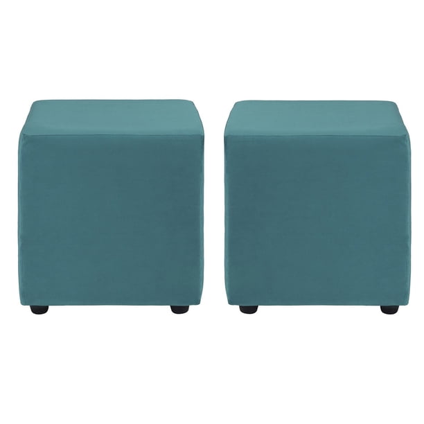 Set Pouf Cali 1c Felpa 30 Turquesa