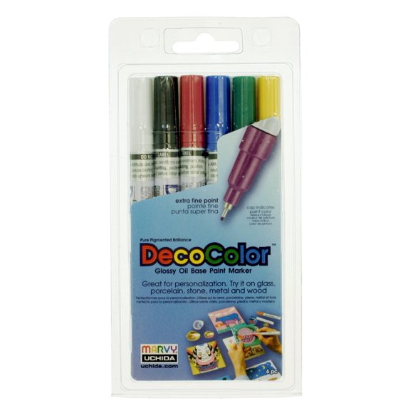 Marcadores de pintura Marvy Uchida DecoColor, set de 6 colores, 0,8 mm