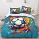 thumbnail image 2 of Juego de ropa de cama infantil con estampado de fútbol, funda nórdica para juego de 3 piezas con estampado de balón impreso en 3D, funda de edredón suave y transpirable con cierre de cremall, 2 of 3