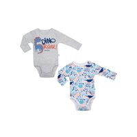 Set 2 Piezas Bodys Manga Larga Bambino Dinosaurio Azul