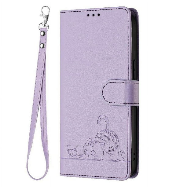 Funda tipo cartera FOXDOCK para Samsung Galaxy s24 FE con soporte, ranuras, RFID, diseño de gato