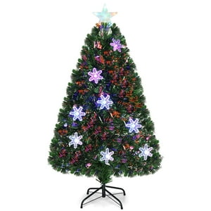 Árbol De Navidad Goflame De Fibra Óptica Preiluminado De 1,2 M Con Luces Led