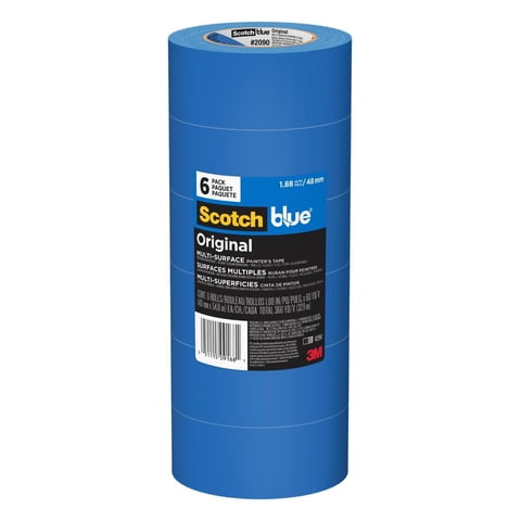 Scotchblue - Cinta De Pintor Original De Color Azul Escocés, 48 Mm X 55 M, 6 Rollos