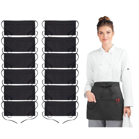 Delantal Avalon Kitchen Negro de Poliéster 61 × 30 cm 3 Bolsillos