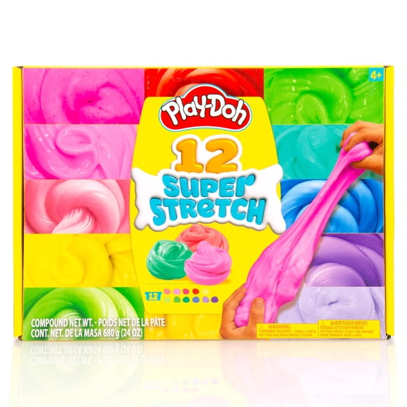 Slime Play-Doh Super Stretch de 12 piezas para niños con 12 colores