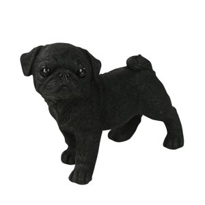 Bothyi - Estatua De Perro En Miniatura De Pug Para Salpicadero De Coche, Sala De Estar, Color Negro