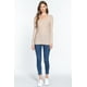 thumbnail image 3 of Saronite Camiseta Térmica Básica de Algodón Acanalado con Cuello en V y Manga Larga, Color Beige (para Mujer), 3 of 4