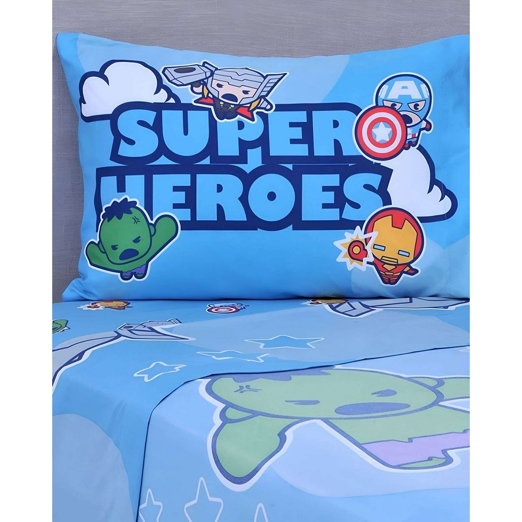 Juego Sábana Infantil Super Heroes Plaza Y Media Mashini