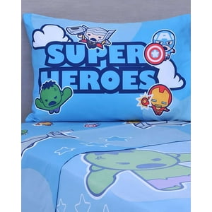 Juego Sábana Infantil Super Heroes Plaza Y Media Mashini