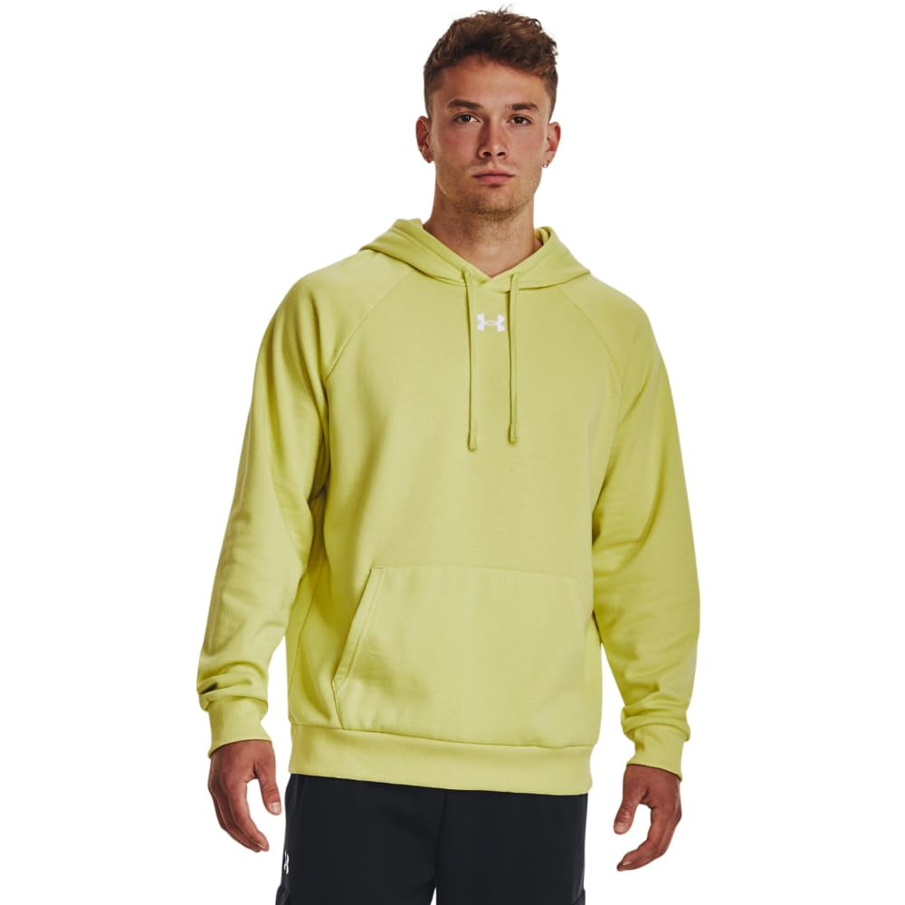 Sudadera Con Capucha Under Armour Rival Fleece Para Hombre, Color Amarillo Lima/blanco, Xxl