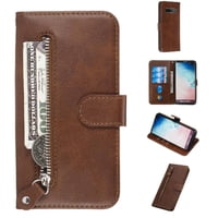 Gangxun - Funda Con Cremallera Para Samsung Galaxy S10 Plus, Carcasa Cartera De Cuero Pu Con Soporte Y Tarjetero