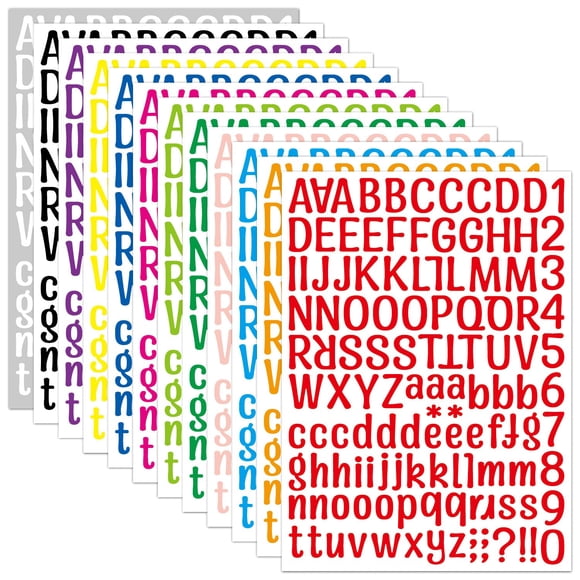 Pegatinas 1512 Alphabet De Vinilo Autoadhesivas 12 Hojas