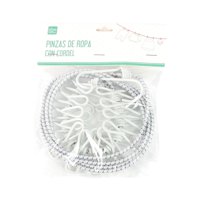 Homewell - Pinza Ropa Metal Con Cordel Blanco (12U)