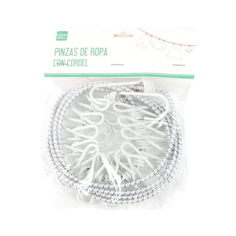 Homewell - Pinza Ropa Metal Con Cordel Blanco (12U)
