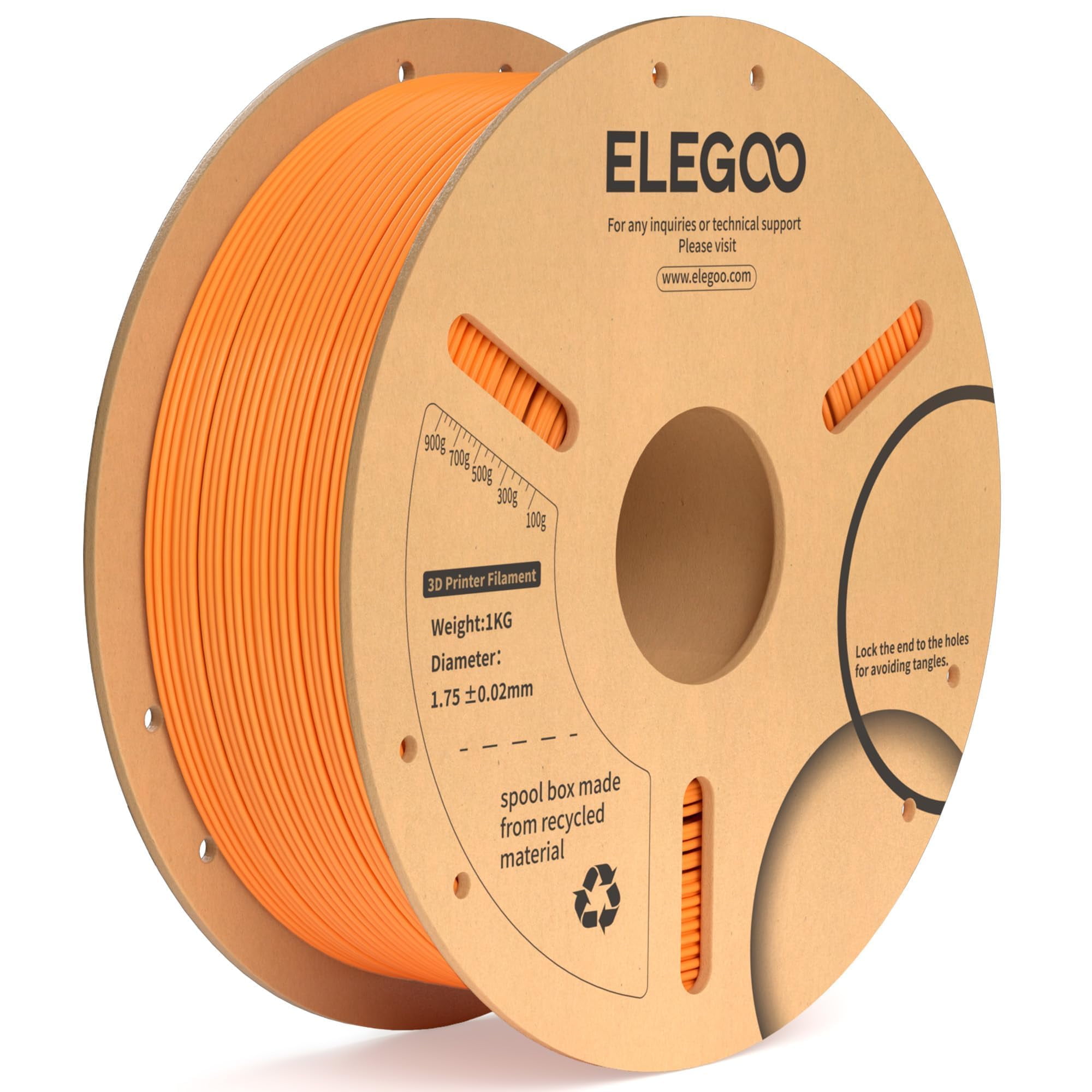 Filamento Para Impresora 3d Elegoo Pla Plus, 1,75 Mm, Naranja, 1 Kg