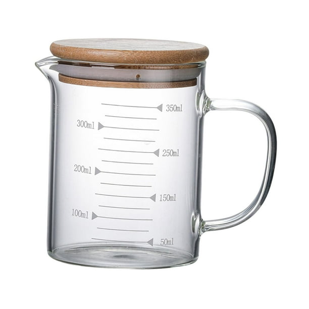 Vaso de vidrio con escala Vaso de vidrio de leche Multipropósito Claro Nevera Jugo Jarra Taza de medición Medir jarras para té Jugo Bebida Regalos de 350ml