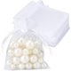 thumbnail image 1 of suxuMhao Decoración Bolsas de Organza Blancas 100Pzas, Bolsas de Organza con Cordón de 4x6in, Bolsas de Organza Transparentes para Regalo, Joyería, Dulces - Bolsas de Regalo de Organza Premium con, 1 of 4
