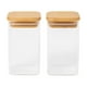 thumbnail image 1 of Set 2 Frasco Hermetico Cuadrado 400mL Vidrio 12cm Tapa Bambú, 1 of 3