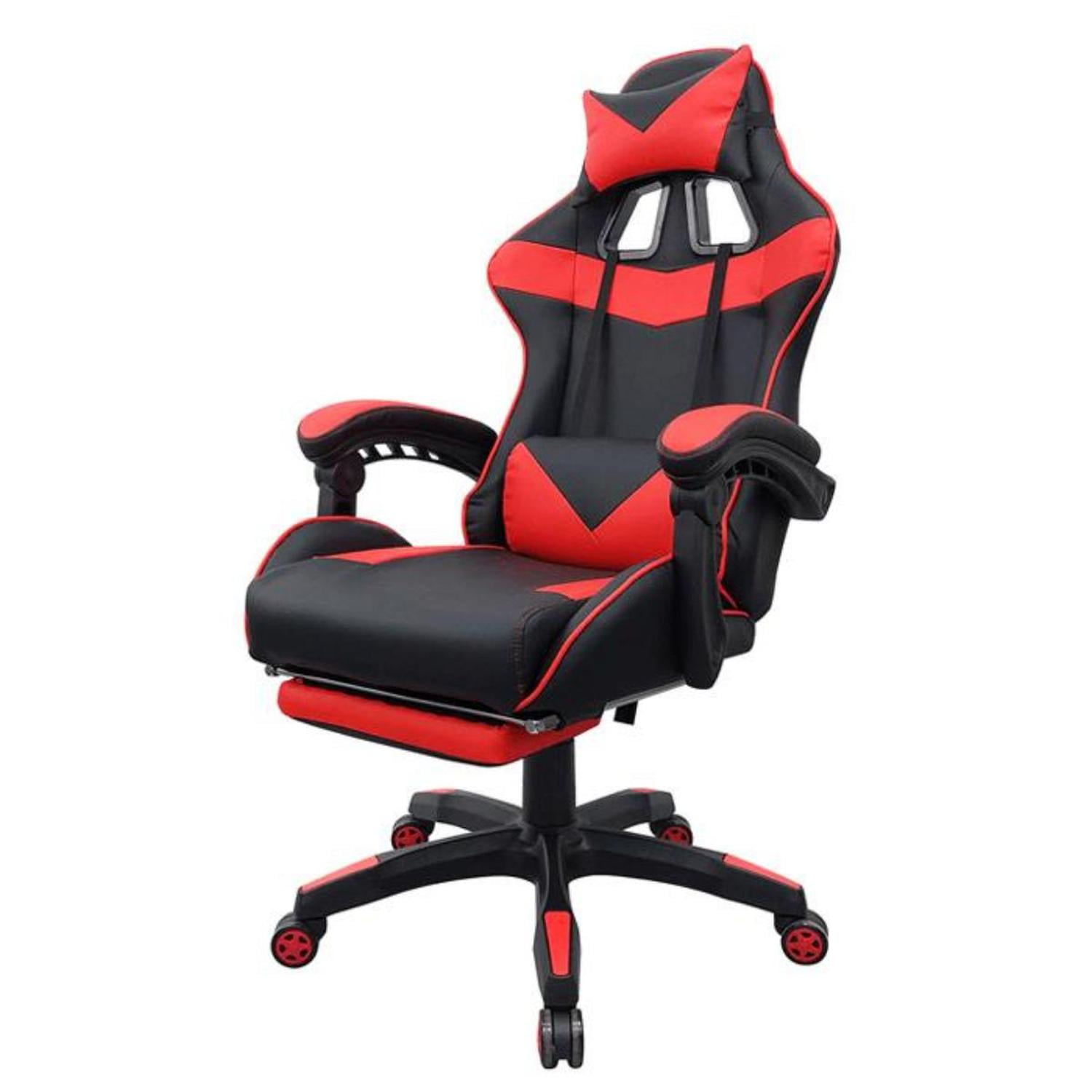 Parcuatro - Silla Gamer Ergonómica Reclinable Con Reposapiés Roja