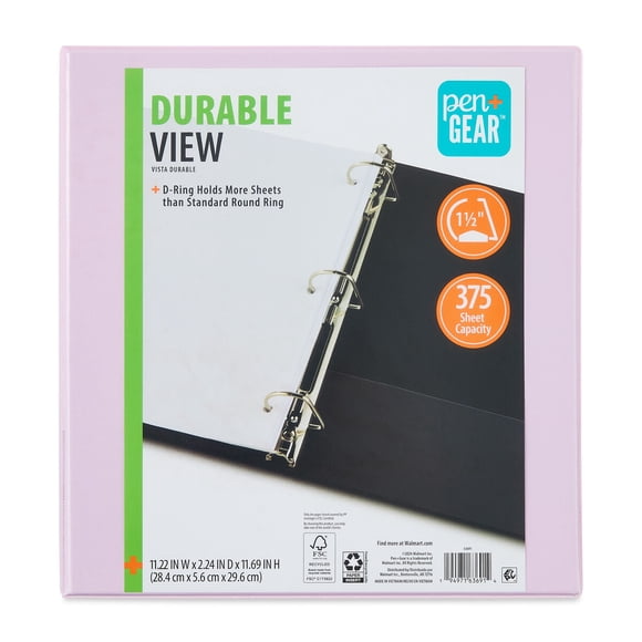 Carpeta PenGear Durable View 1.5 pulg D Ring 375 hojas Lila