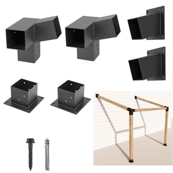 Kit Soportes Pérgola 3 Vías 9x9cm Acero Inclinado 15 Grados