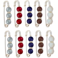 Xinqihang - 10 Broches De Perlas, Broches De Moda Para Suéter, Chal, Broches De Doble Perla Sintética Con Diamantes De Imitación, Broches Para Cuello, Extensores De Cintura Para Pantalones, Imperdibles Para Ropa