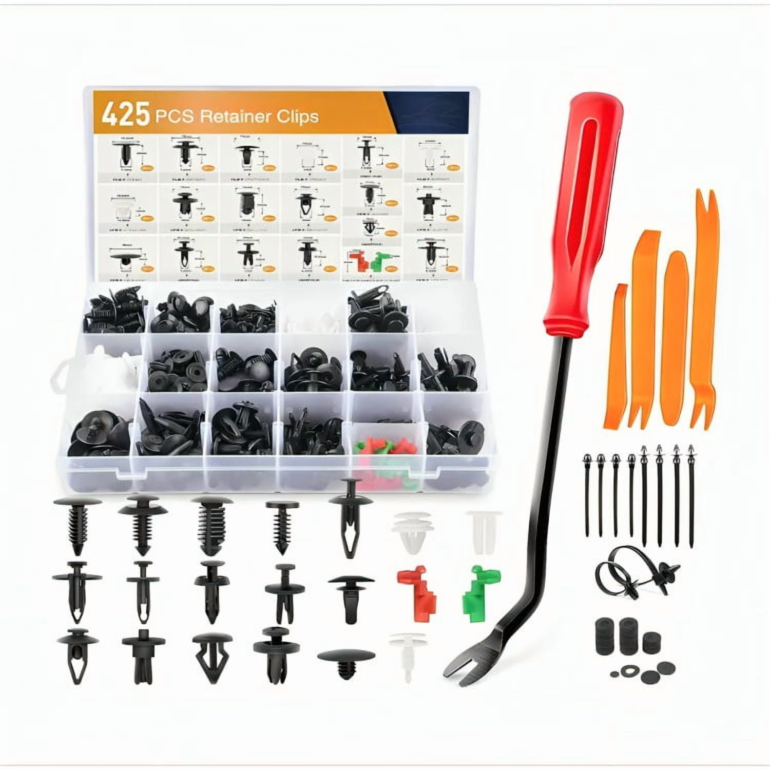 Genérico - Set 460 Clips Broches Puerta Parachoque Auto Tapabarro Reten