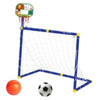 Magideal - Aro De Baloncesto Con Portería De Fútbol, Portería De Fútbol Plegable, Soporte De Baloncesto Para Niños Y Niñas, Juguetes Interactivos Para Padres E Verde