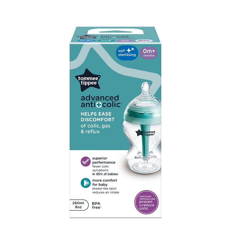 Tommee Tippee - Mamadera Advance Anticolic 260ml Flujo Lento 0 Meses+