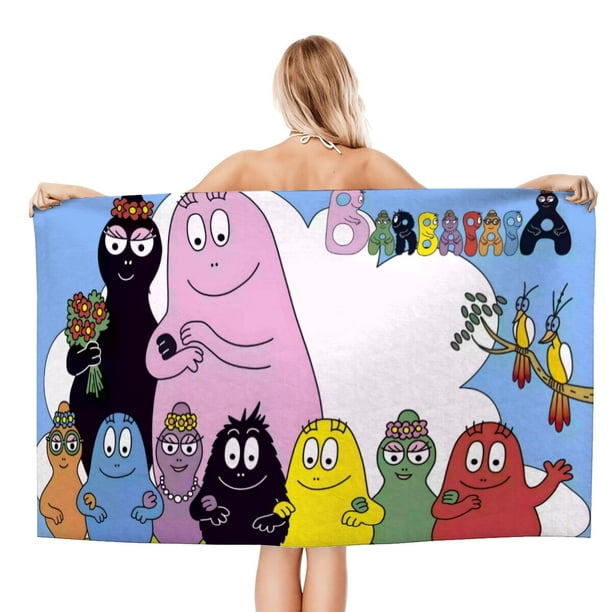 Barbapapa Toalla de playa de secado rápido con diseño temático, regalo para mujeres y niñas, ideal para cumpleaños, fans, amantes de la música, uso en la playa o al aire libre, 78 × 180 cm
