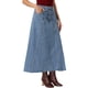 thumbnail image 4 of INSPIRE CHIC Falda Maxi Casual de Mezclilla para Mujeres de Cintura Alta con Panel Acampanado Larga en Azul Claro, 4 of 6
