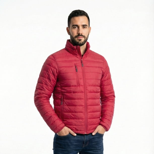 Parka Térmica Ultraliviana Hombre Light Abrigo Invierno Rojo