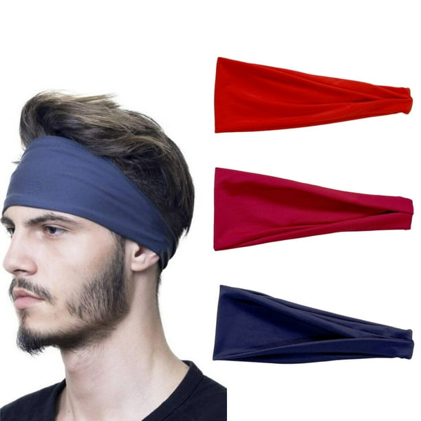 Paquete de 3 diademas deportivas para hombre y mujer, absorbentes del sudor, para correr, gimnasio, entrenamiento, tenis, baloncesto, fútbol, unisex.