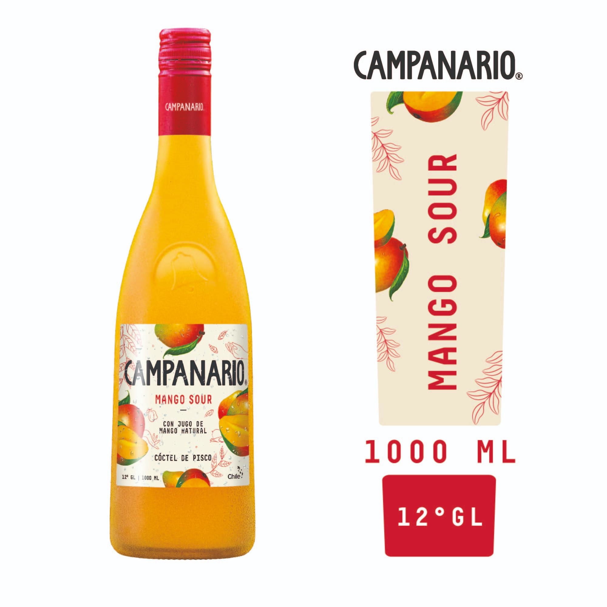 Cóctel Pisco Sour Mango 12° Botella 1 L Campanario