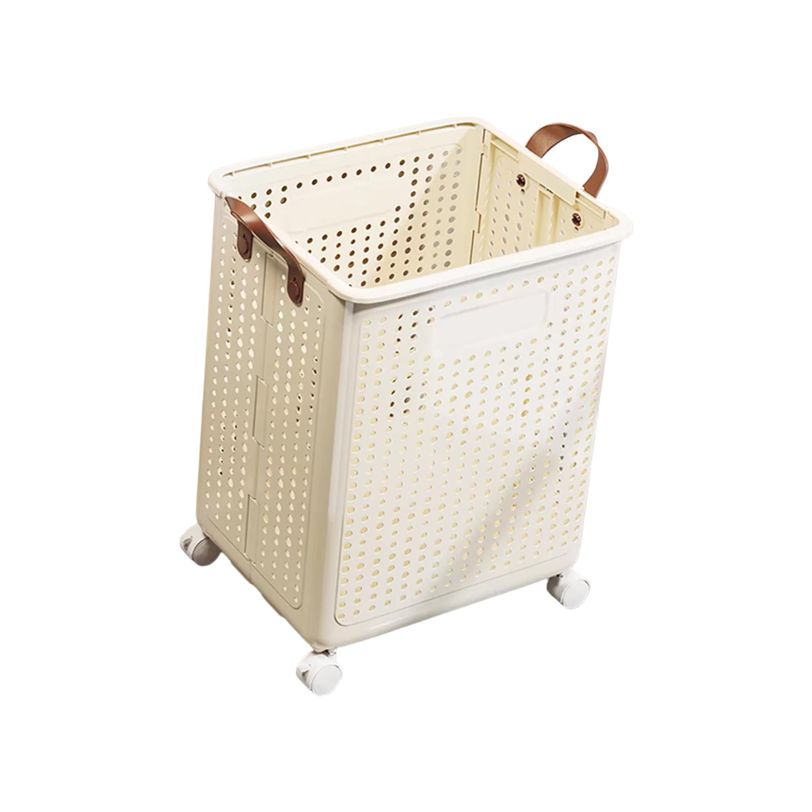 Bothyi - Cesto Para Ropa Sucia Con 4 Ruedas Cesto Para Ropa Sucia Para Uso En Viajes Dormitorio Lavandería L Beige