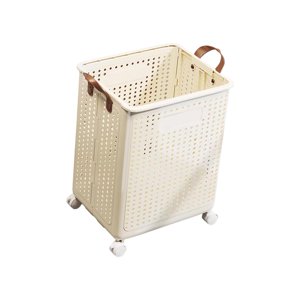 Bothyi - Cesto Para Ropa Sucia Con 4 Ruedas Cesto Para Ropa Sucia Para Uso En Viajes Dormitorio Lavandería L Beige