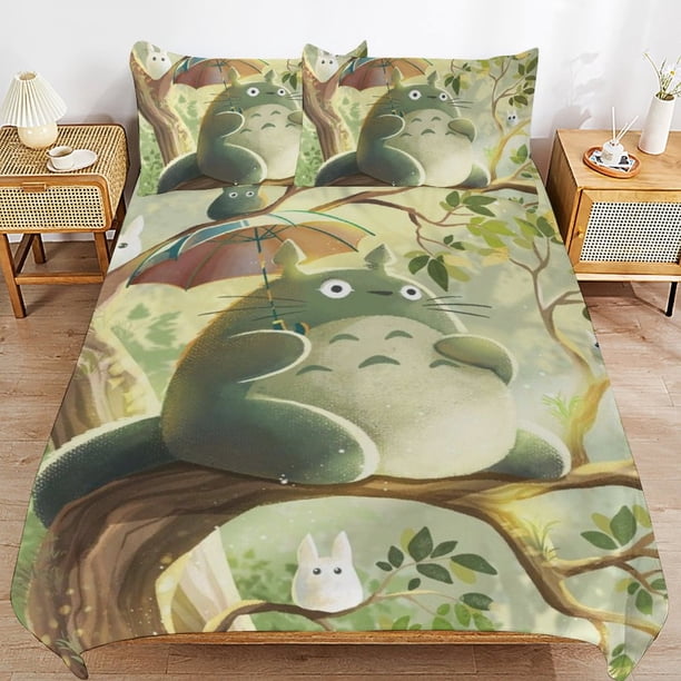 Totoro Comforter Set 3 Pieces Quilt Cover Set Soft Bedding Sets for All Seasons