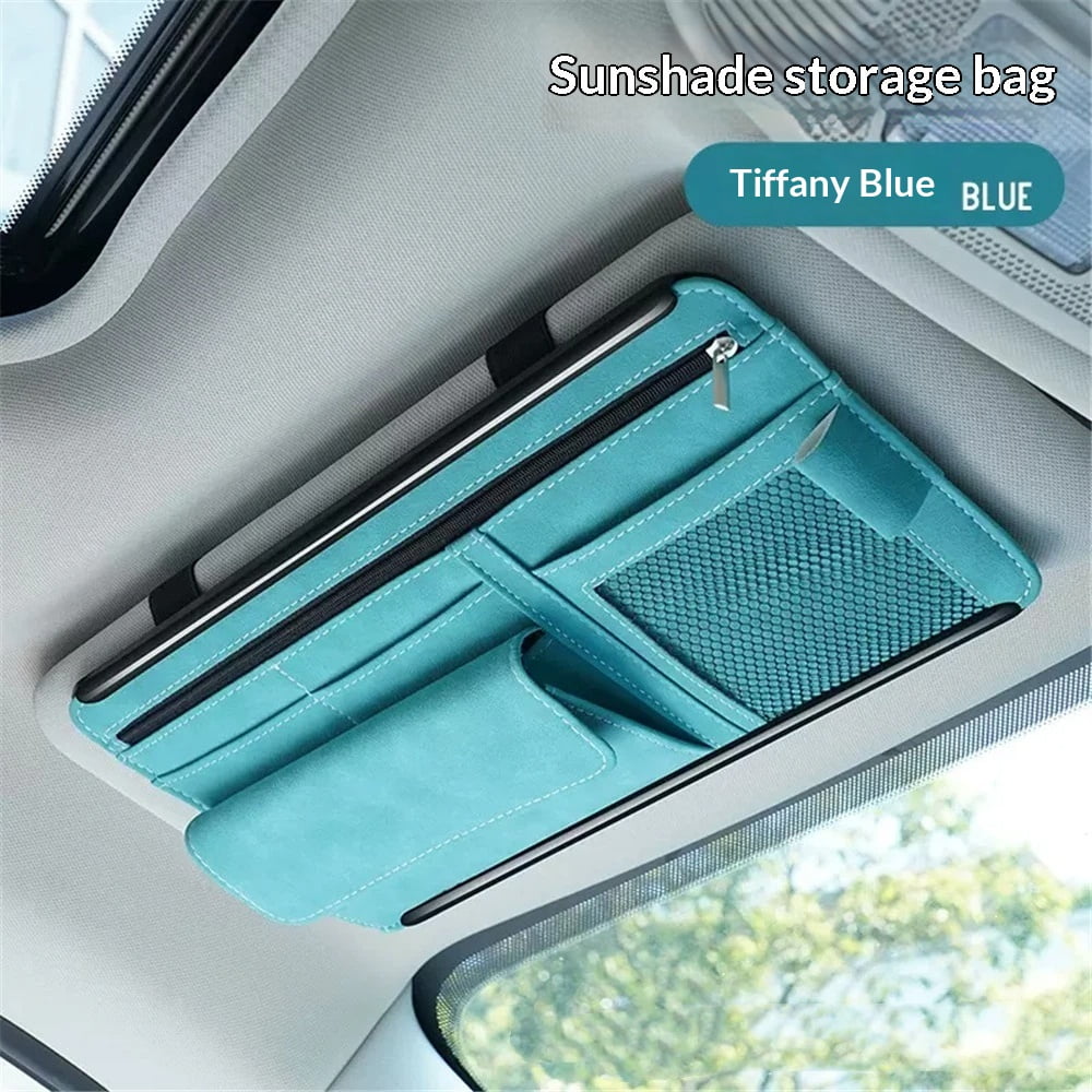Xusx111 - Organizador Del Visor Del Sol Del Coche, Gafas De Superficie De Cuero Suave, Bolsa De Almacenamiento Del Coche Del Titular De La Tarjeta, Bolsa Del Organizador Del Parasol Auto Impermeable R