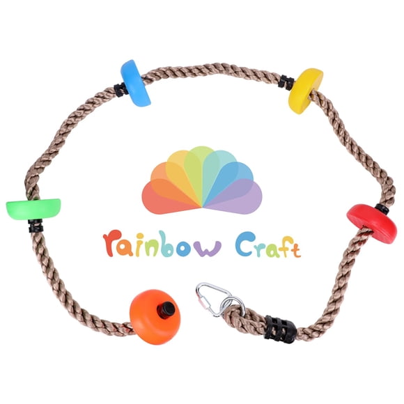 Cuerda de escalada Rainbow Craft, colorida, 2 m con nudos de 1,5 m, para niños