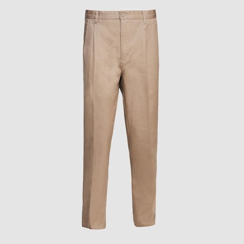 Jayson - Pantalón Gabardina 100% Algodón C/Pinzas Hombre Beige 40