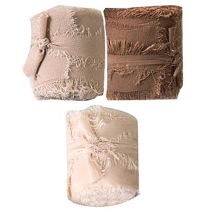Magideal - 3 Cintas De Gasa Con Flecos De 2 X 5 Yardas Con Bordes Deshilachados Para De Novia, Manualidades, Invitaciones De Boda , Serie De Café 5M