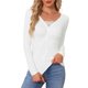 thumbnail image 1 of INSPIRE CHIC Top de Manga Larga con Cuello en V y Encaje Plisado para Mujer Camiseta Básica Térmica Ligera Capa Suave Elástica para Dormir M Blanco, 1 of 6