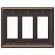 thumbnail image 1 of Placa de pared Amerelle Chelsea 3 Rocker Steel Bronce envejecido, paquete de 1, 1 of 4