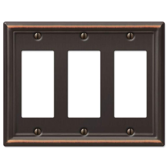 Placa de pared Amerelle Chelsea 3 Rocker Steel Bronce envejecido, paquete de 1