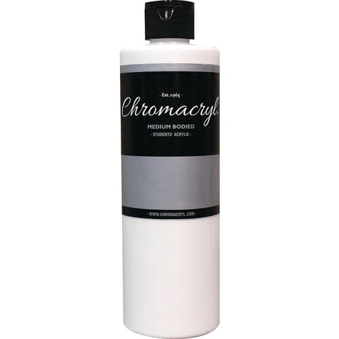 Pintura Acrílica Chroma 1212 Cryl, No Tóxica, Color Blanco Premium, 473 Ml