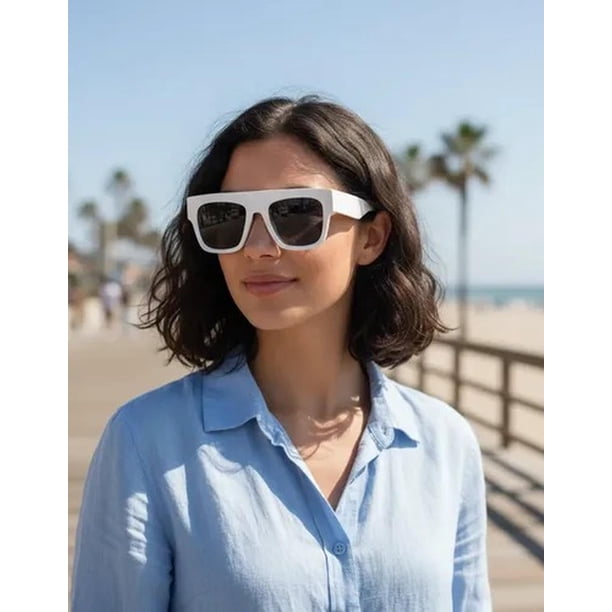 Lentes De Sol Mujer Marco Rectangulares Festivales Verano blanco Talla Única