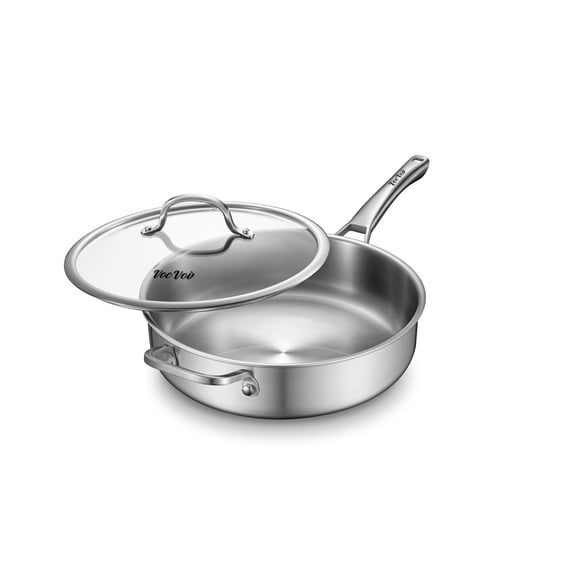 Juego de utensilios de cocina VocVoi Sartén de 6 litros con tapa y sartén de 30 cm, acero inoxidable
